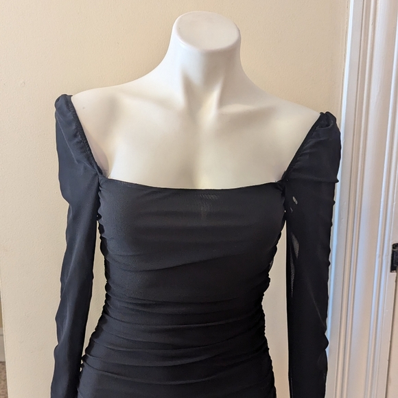 Princess Polly xx black off the should long sleeve dress size 6 - Picture 4 of 8